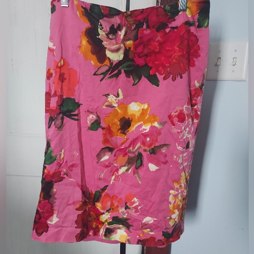 Pink floral a-line skirt